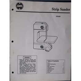 Shopsmith Strip Sander printed manual 